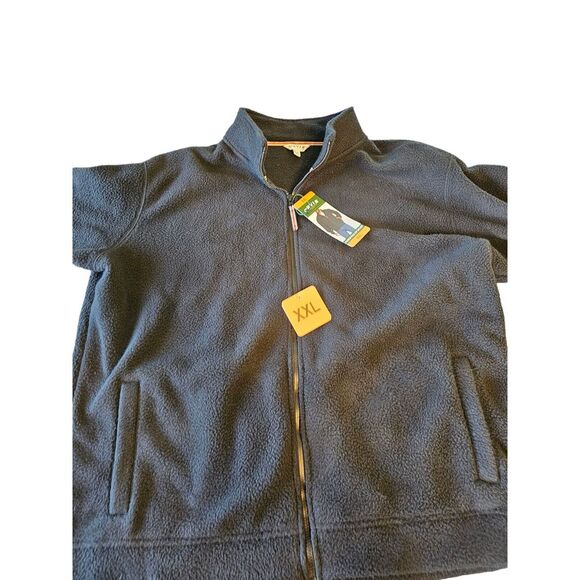 Orvis Mens NWT XXL Full-Zip Classic Fit Black Fleece Jacket Pockets Patch - Picture 1 of 10